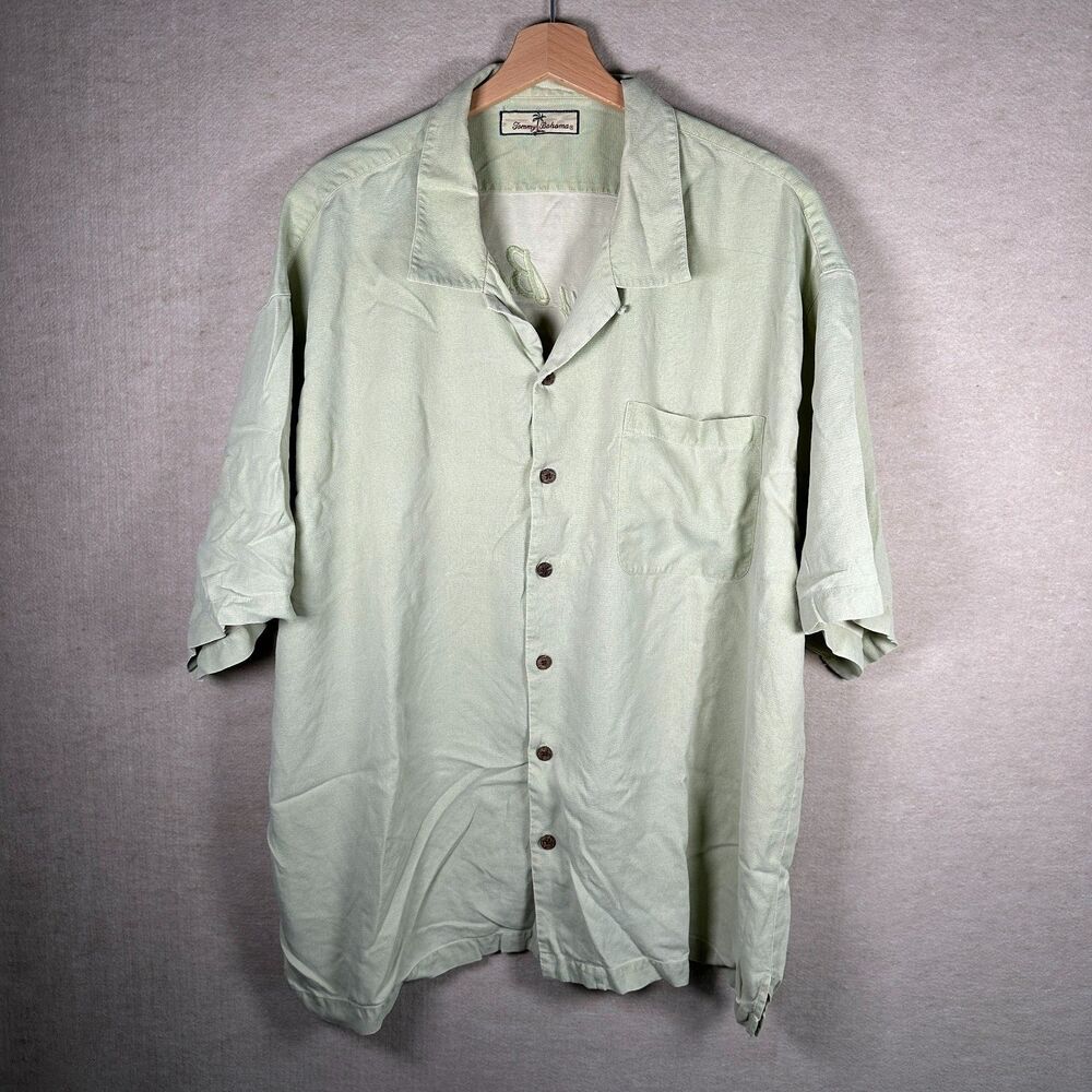 Tommy Bahama Cigar Club Martini Short Sleeve Button Up Shirt Mens Large Green